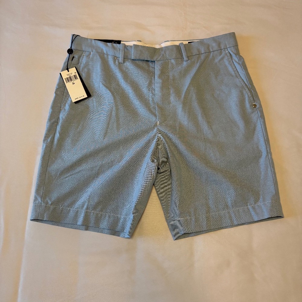 RLX Ralph‎ Lauren Tailored Fit Light Blue Flat Front Golf Shorts NWT- Size 34
